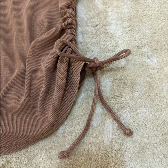 Pilcro Anthropologie brown ruched side tie tank top women’s size XXS - Picture 6 of 9
